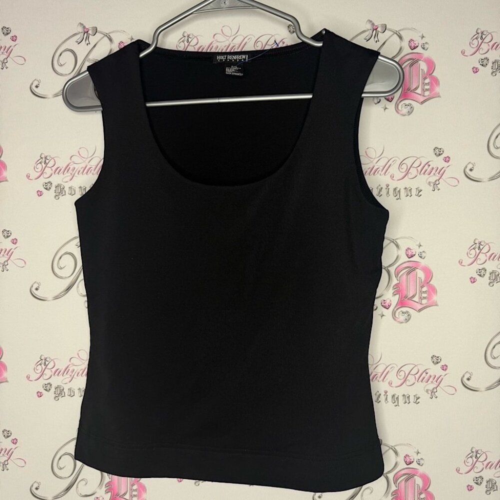 Holt renfrew tank top black scoop neck basic cami camisole shirt